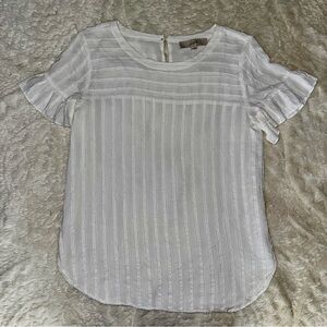LOFT White Striped Blouse